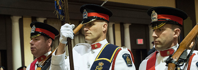 Colour Guard Members marching